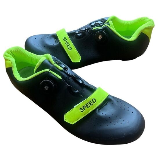 Speed Unisex  Microtex Cycling Bike Blsck Neon Green  Preowned Sz Mens 47 - Picture 1 of 4